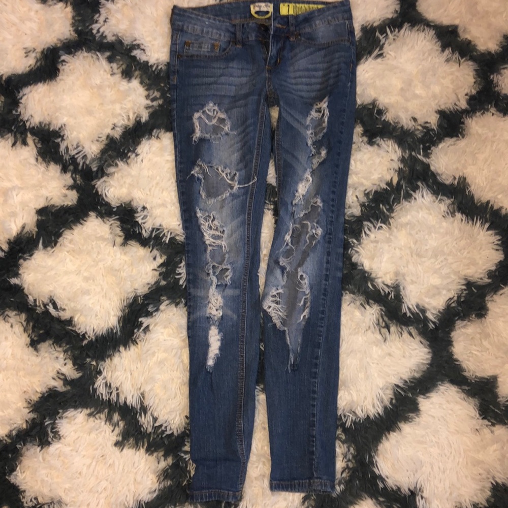 Super ripped skinny jeans.